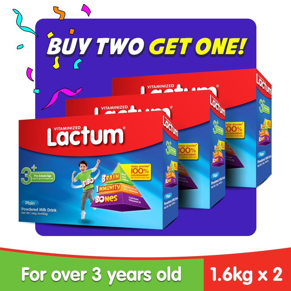 2 Packs Of Lactum 3+ Plain Powdered Milk Drink with 1 Free Additional Pack Of Lactum 3+ Plain 